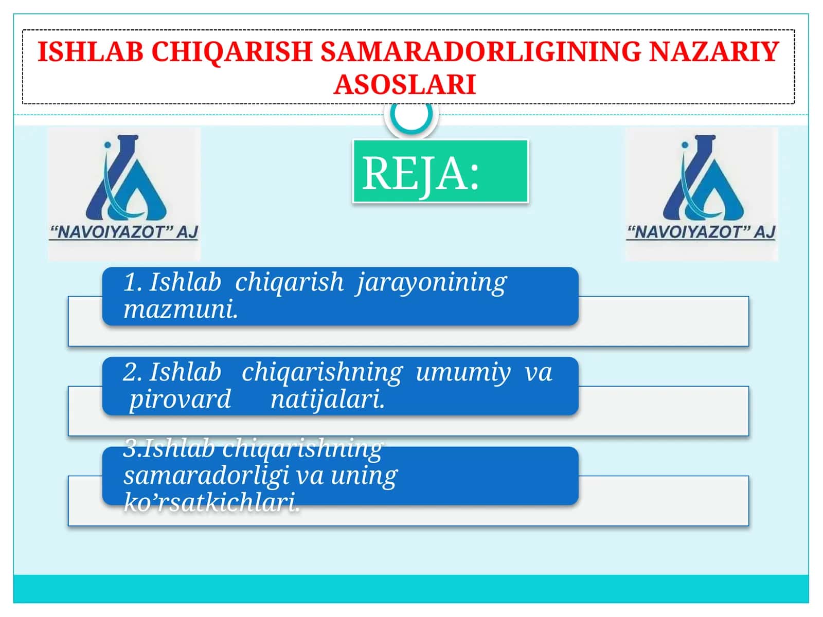 ISHLAB CHIQARISH SAMARADORLIGINING NAZARIY ASOSLARI 1