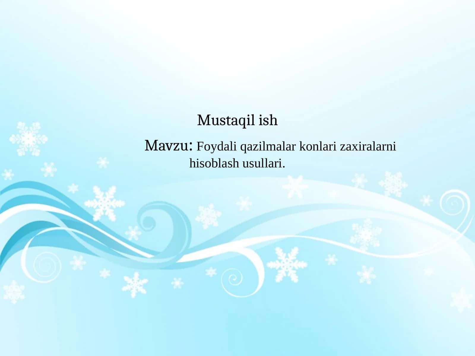Foydali qazilmalar konlari zaxiralarni hisoblash usullari. 1