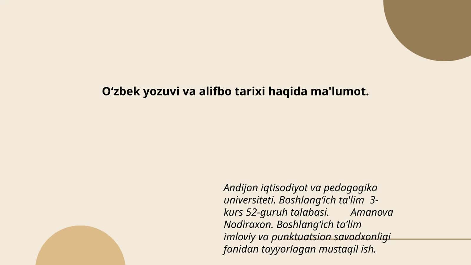 Oʻzbek yozuvi va alifbo tarixi 1