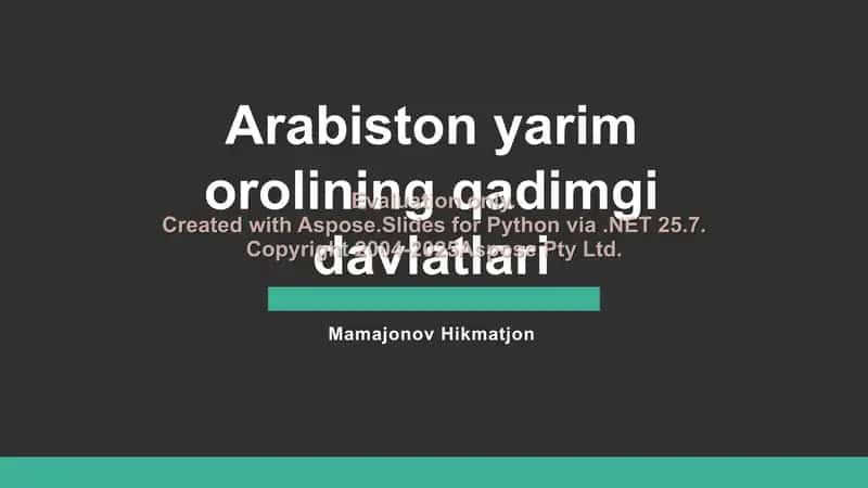 Arabiston Yarimoroli va Qadimgi Davlatlar 1