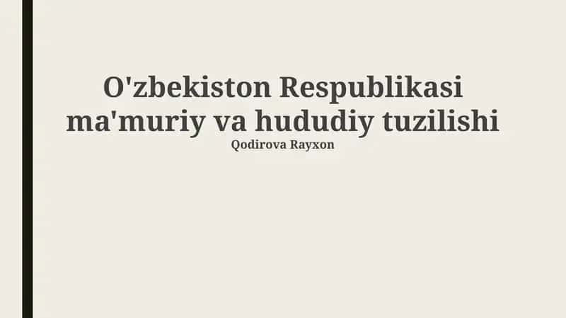 O'zbekiston Respublikasi ma'muriy va hududiy tuzilishi 1