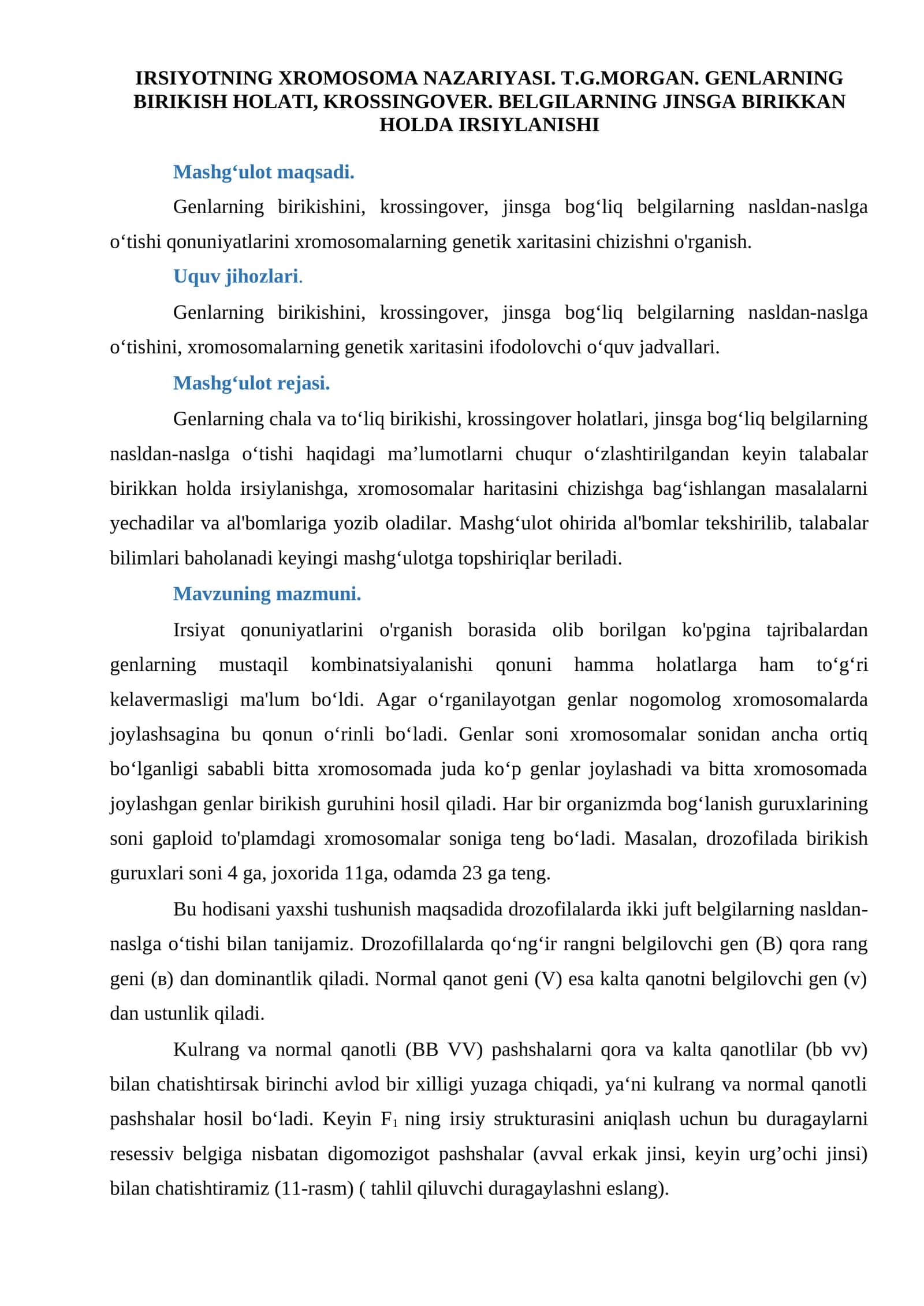 IRSIYOTNING XROMOSOMA NAZARIYASI 1