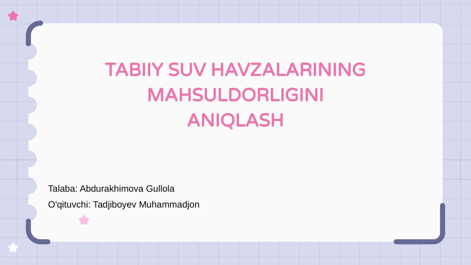 Tabiyy SUV Havzalarining Mahsuldorligi 1