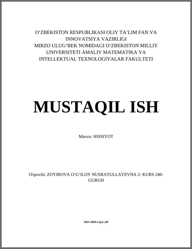 HISSIYOT O‘qitish 1