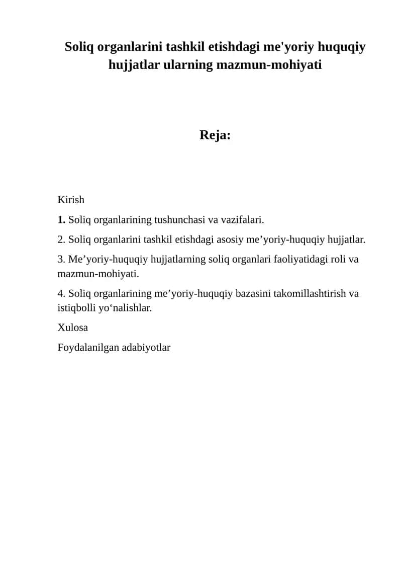 Soliq organlarining tushunchasi va vazifalari 1