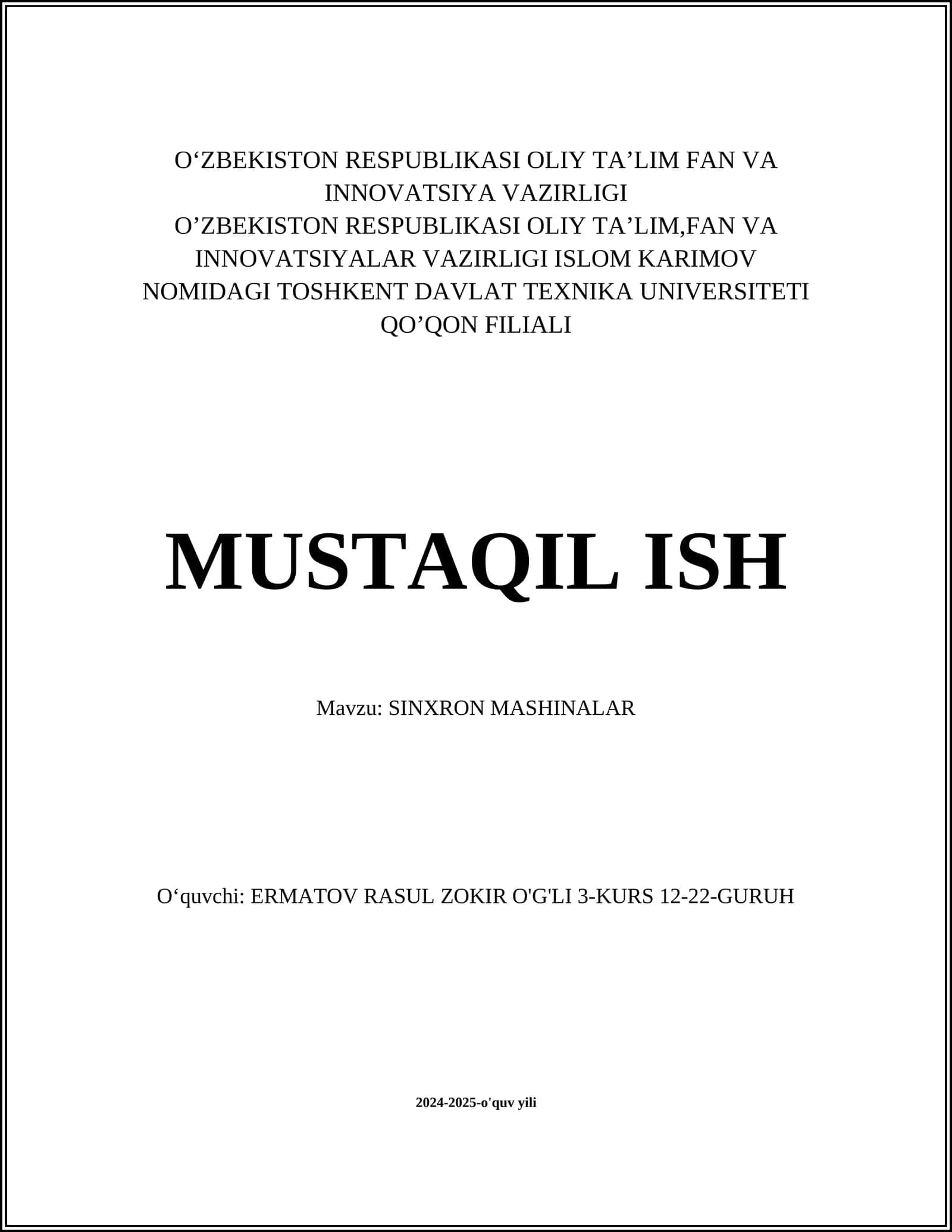 SINXRON MASHINALAR 1