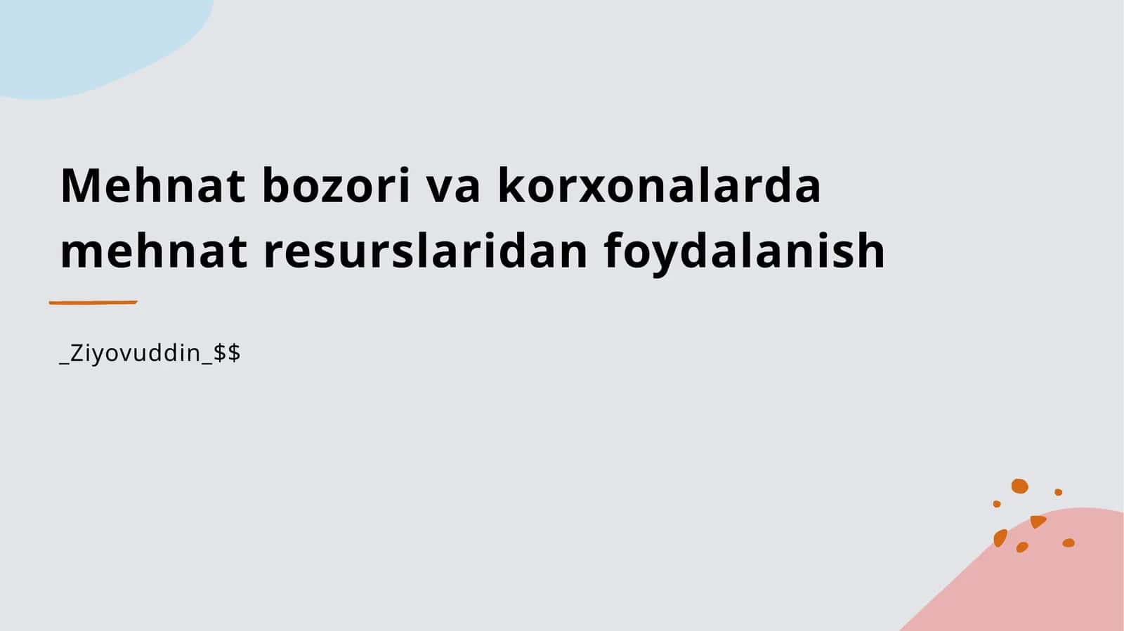 Mehnat bozori va korxonalarda mehnat resurslaridan foydalanish 1