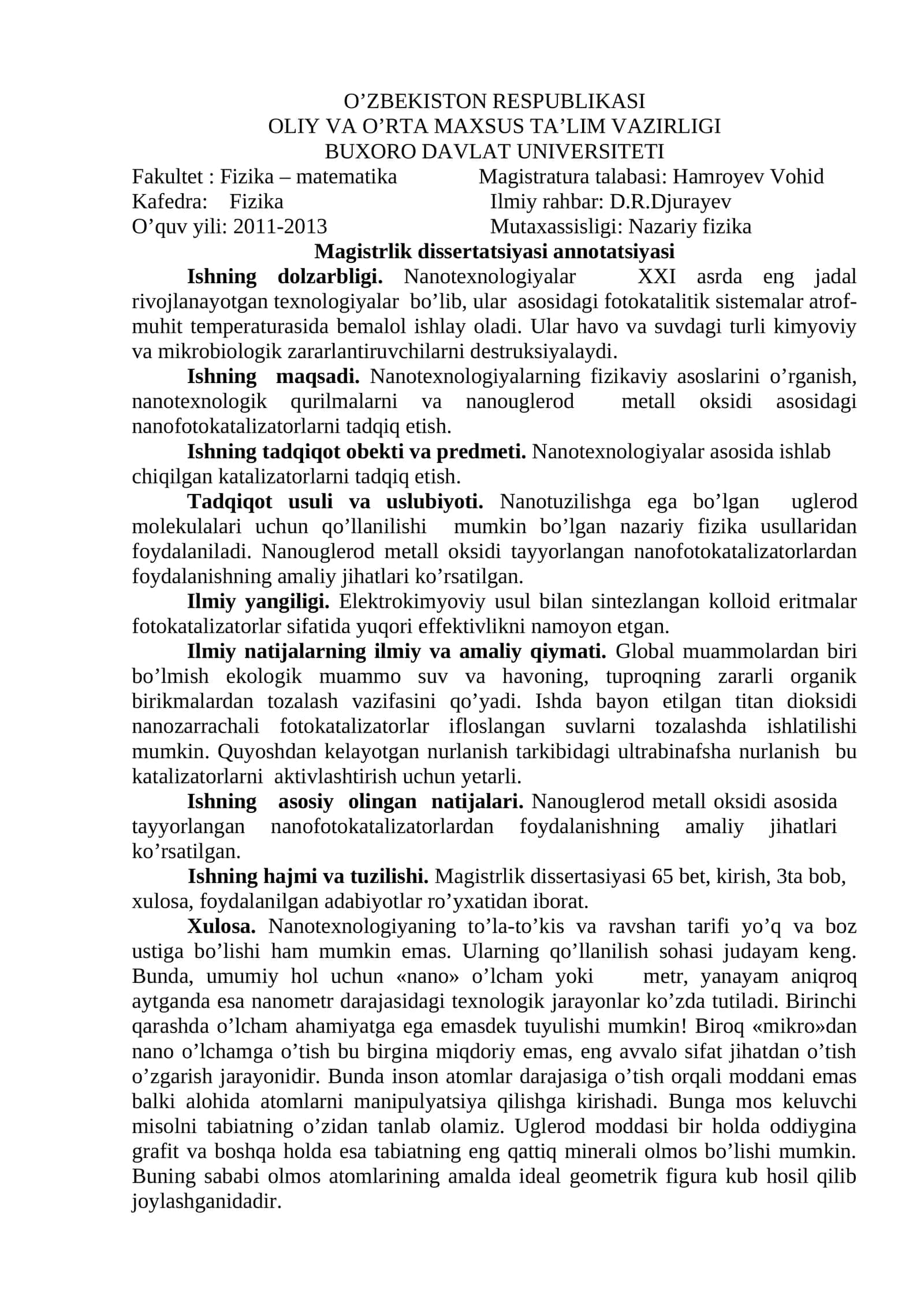 Nanotexnologiyalar XXI asrda 1