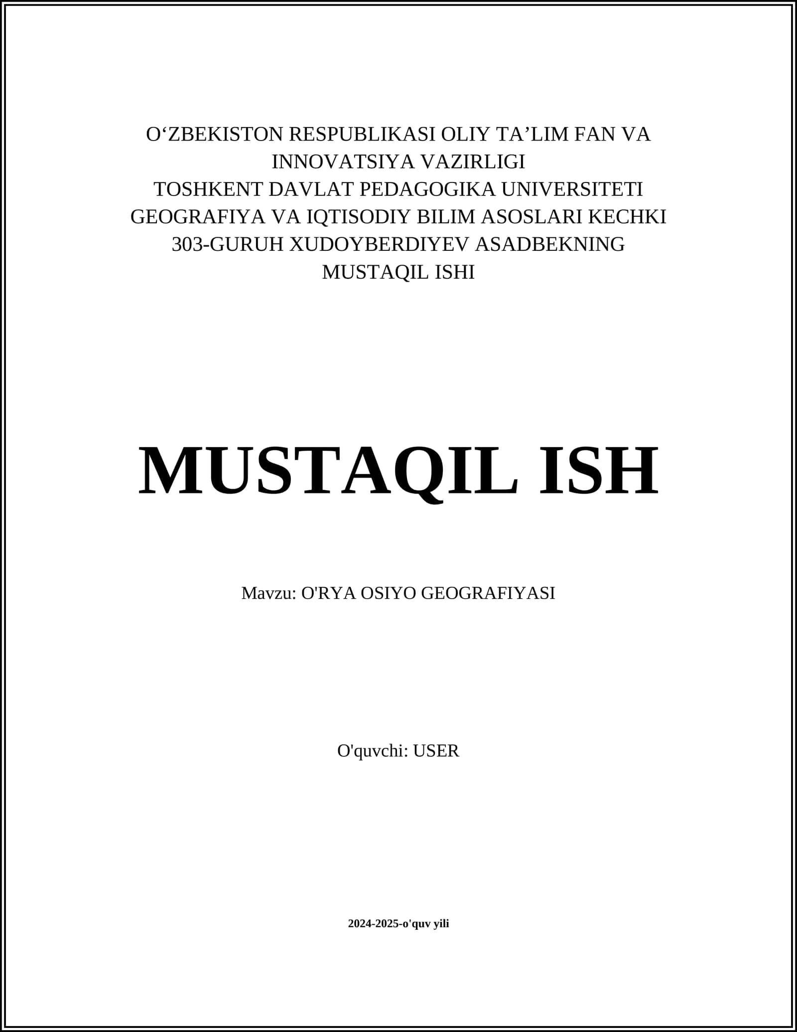 O'RYA OSIYO GEOGRAFIYASI 1