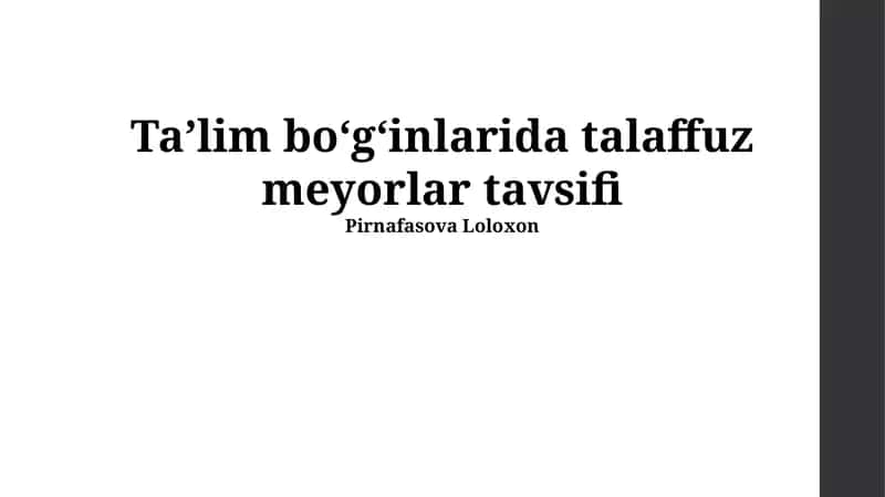 Ta'alim so'z bo'g'inlarida talaffuz meyorlar tavsifi 1
