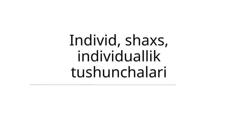 Shaxsiyat va shaxsning tuzilmalari 1