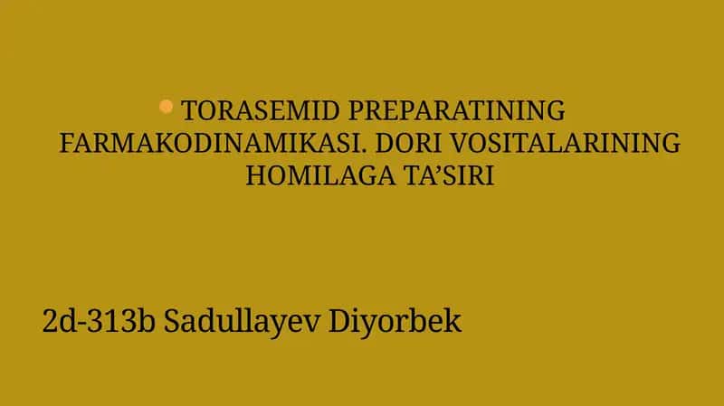 TORASEMID PREPARATINING FARMAKODINAMIKASI 1