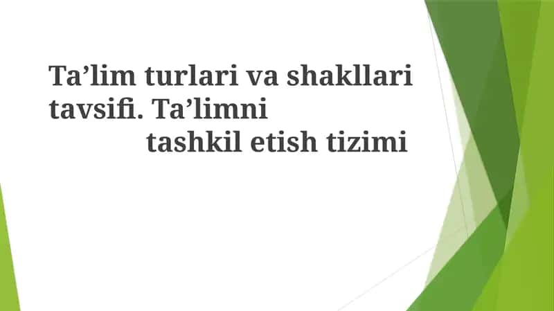 An'anaviy ta'lim tizimi 1