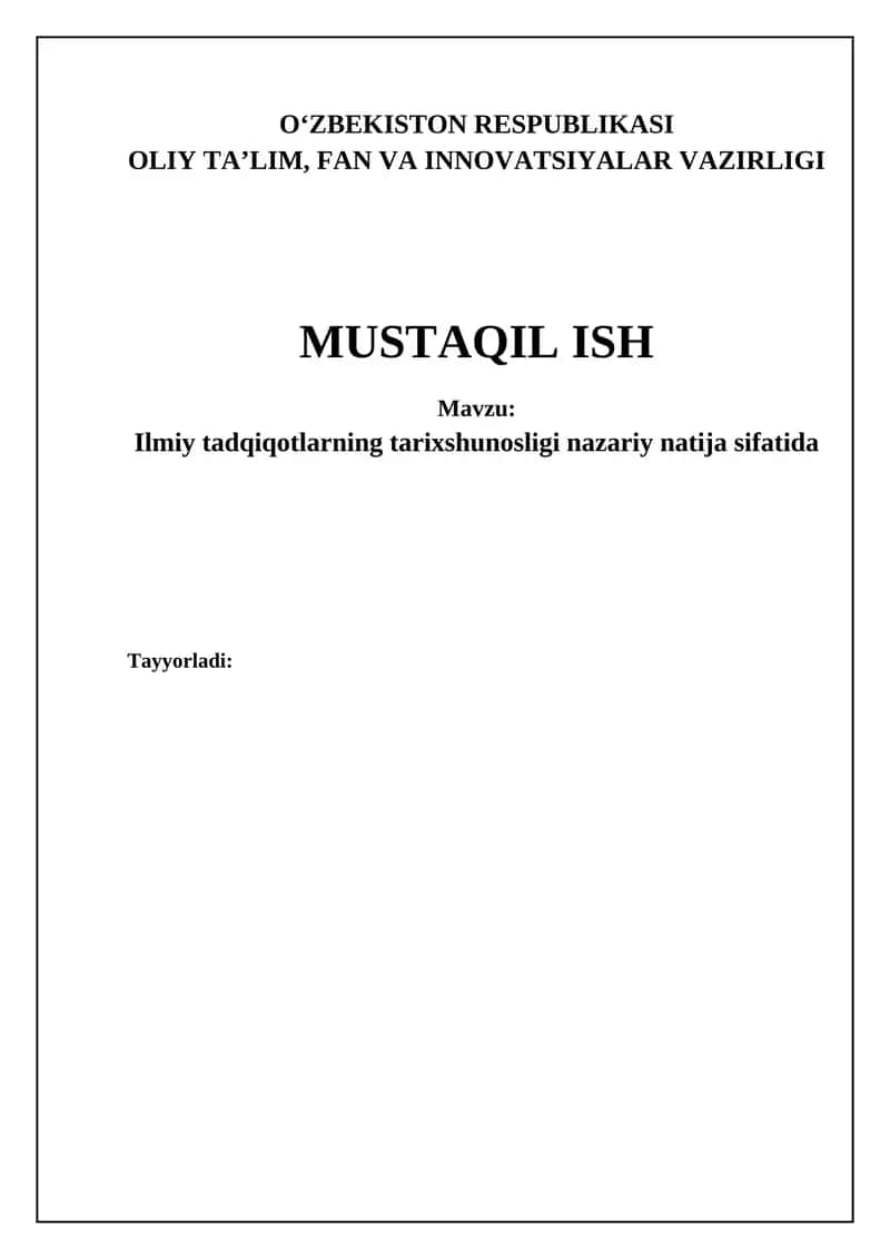 Ilmiy tadqiqotlar tarixshunosligi 1