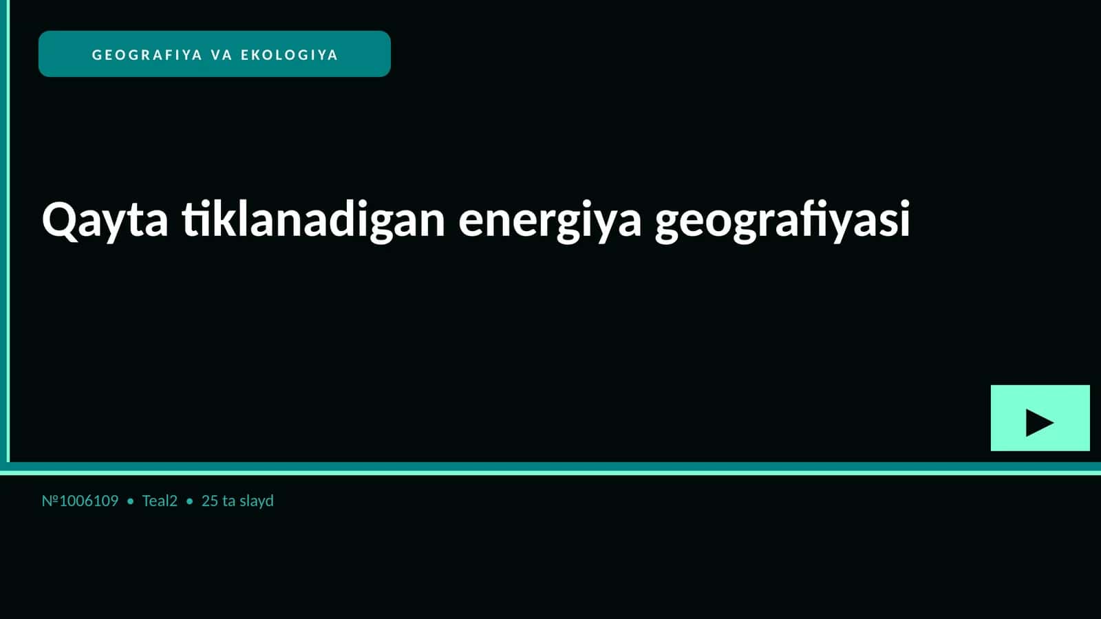 Qayta tiklanadigan energiya geografiyasi 1