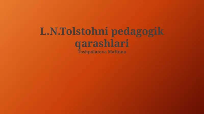 O'z-o'zini tarbiyalash 1