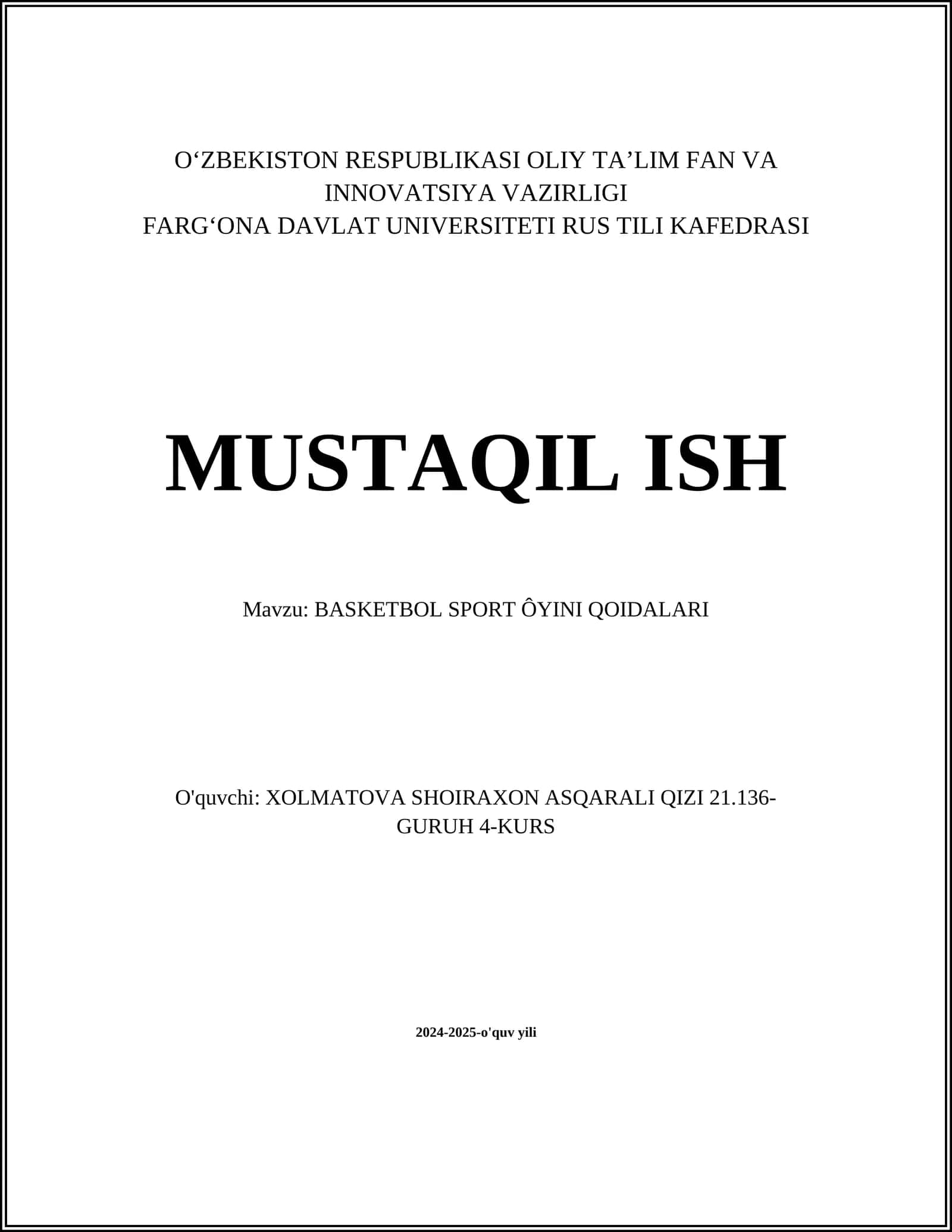 BASKETBOL SPORT ÔYINI QOIDALARI 1