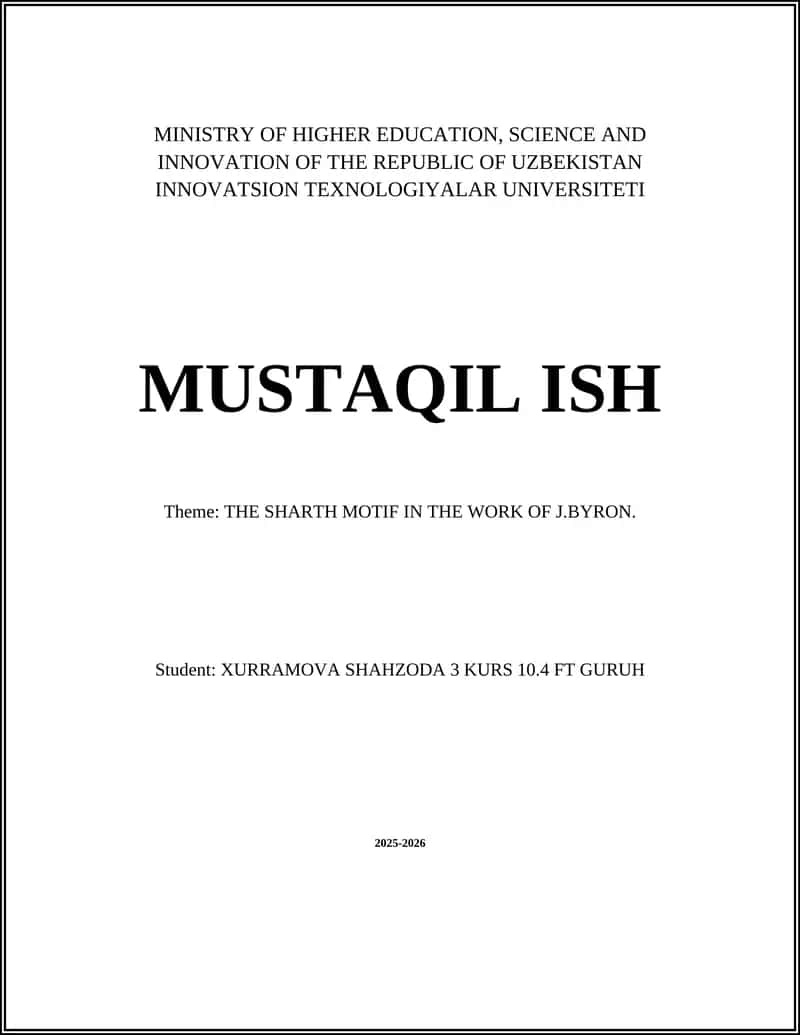 The SHARTH MOTIF IN THE WORK OF J.BYRON 1