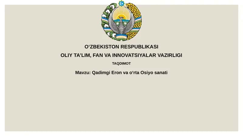 Qadimgi Eron va O'rta Osiyo san'ati 1