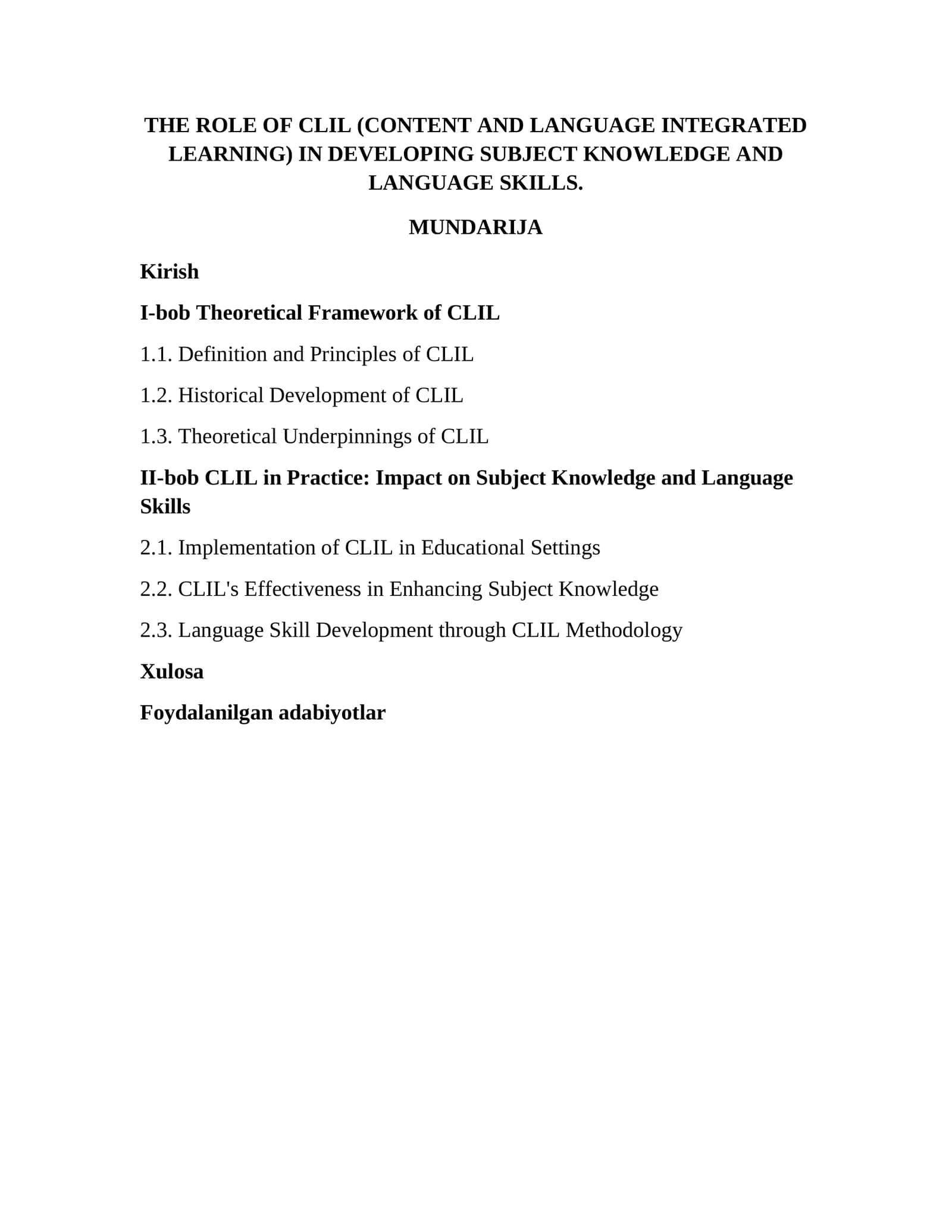 The role of CLIL in developing subject knowledge and language skills 1