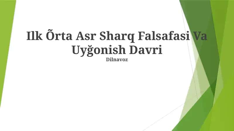 Ilk Õrta Asr Sharq Falsafasi Va Uyğonish Davri 1