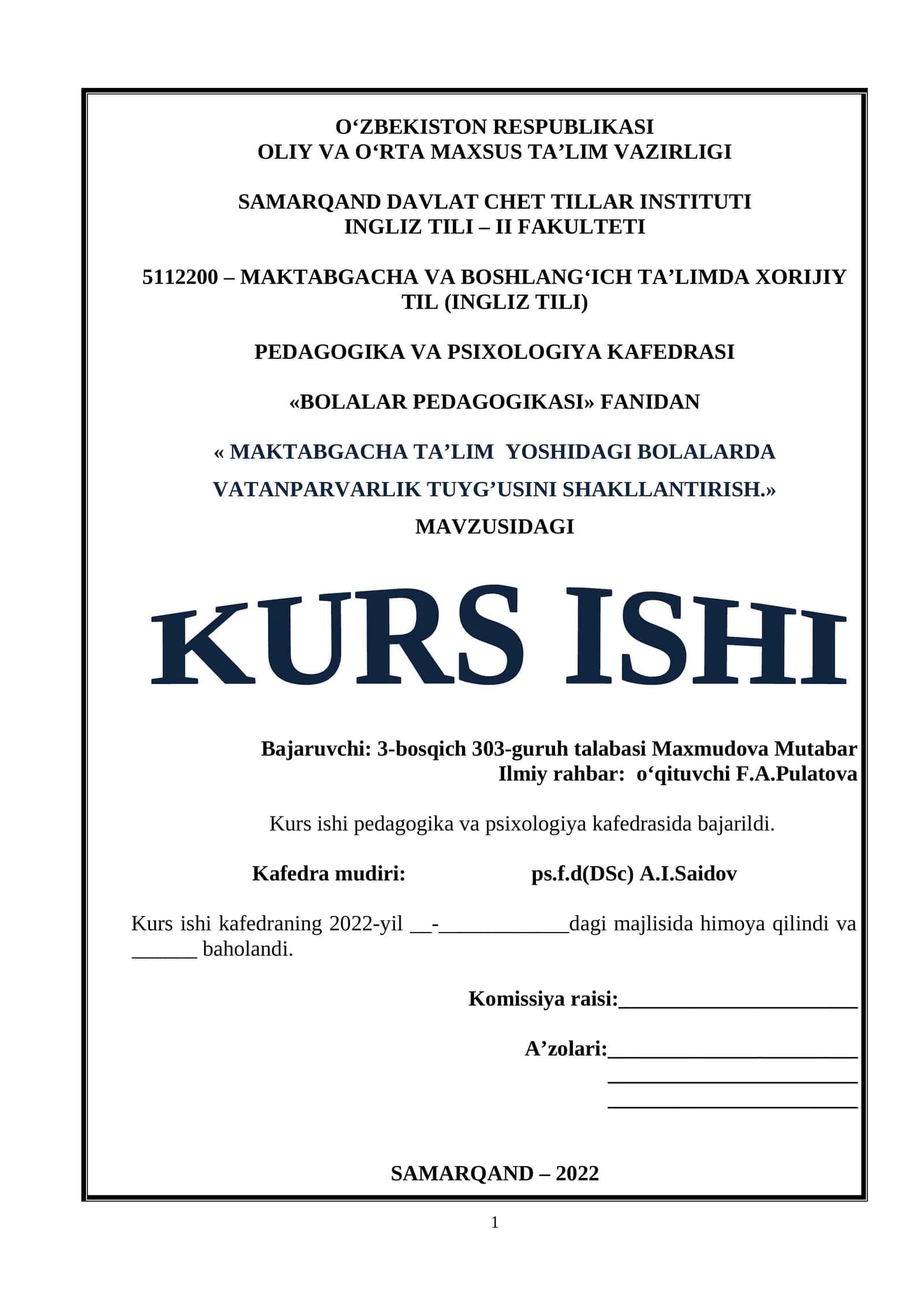 BOLALAR PEDAGOGIKASI 1