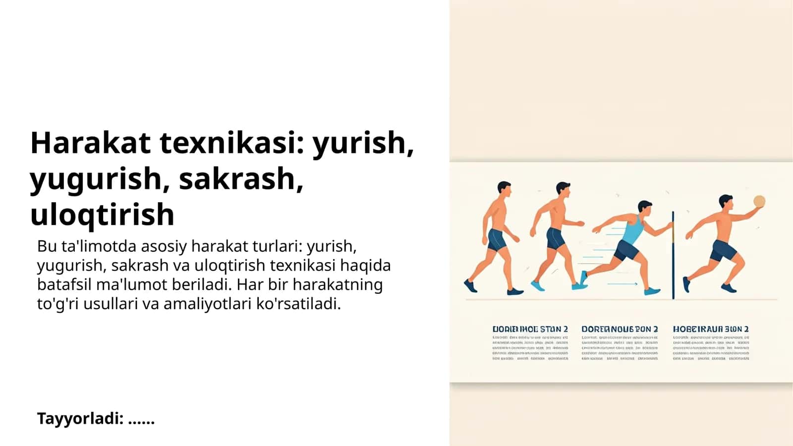 Harakat texnikasi: yurish, yugurish, sakrash, uloqtirish 1