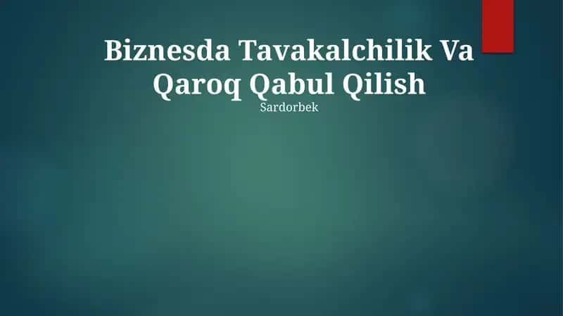 Riskni qabul qilishning ta'rifi: Tavakkalchilik 1