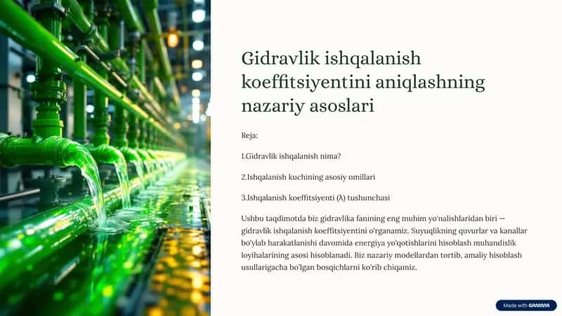 Gidravlik ishqalanish koeffitsiyentini aniqlashning nazariy asoslari 1