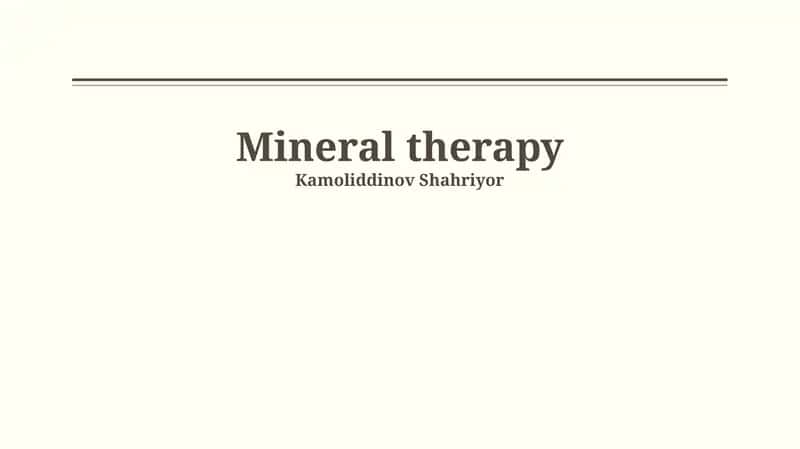 Mineral therapy 1