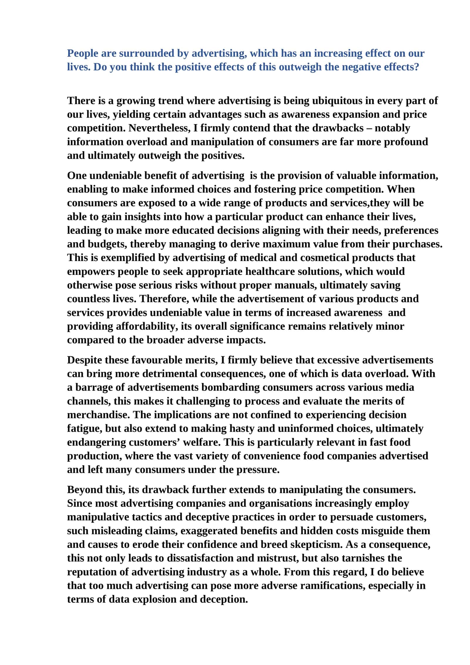 Positive and Negative Effects of Advertising 1