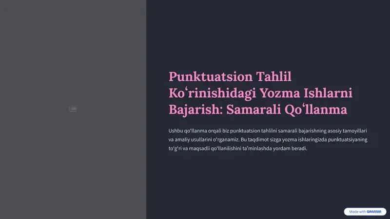 Punktuatsion Tahlil Koʻrinishidagi Yozma Ishlarni Bajarish: Samarali Qoʻllanma 1