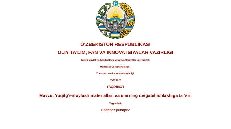 Yoqilgʻi-moylash materiallari va ularning dvigatel ishlashiga ta 'siri 1