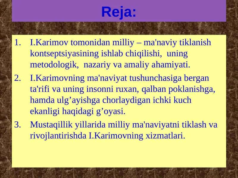 I.Karimovning ma'naviyat tushunchasi 1