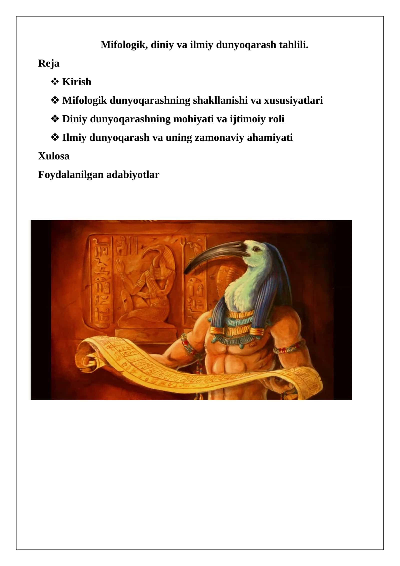 Mifologik, diniy va ilmiy dunyoqarash tahlili 1