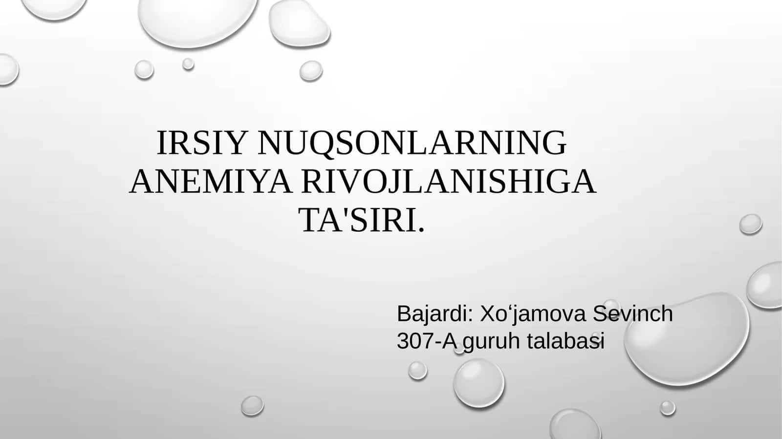 Irsiy nuqsonlarning anemiya rivojlanishiga ta'siri 1
