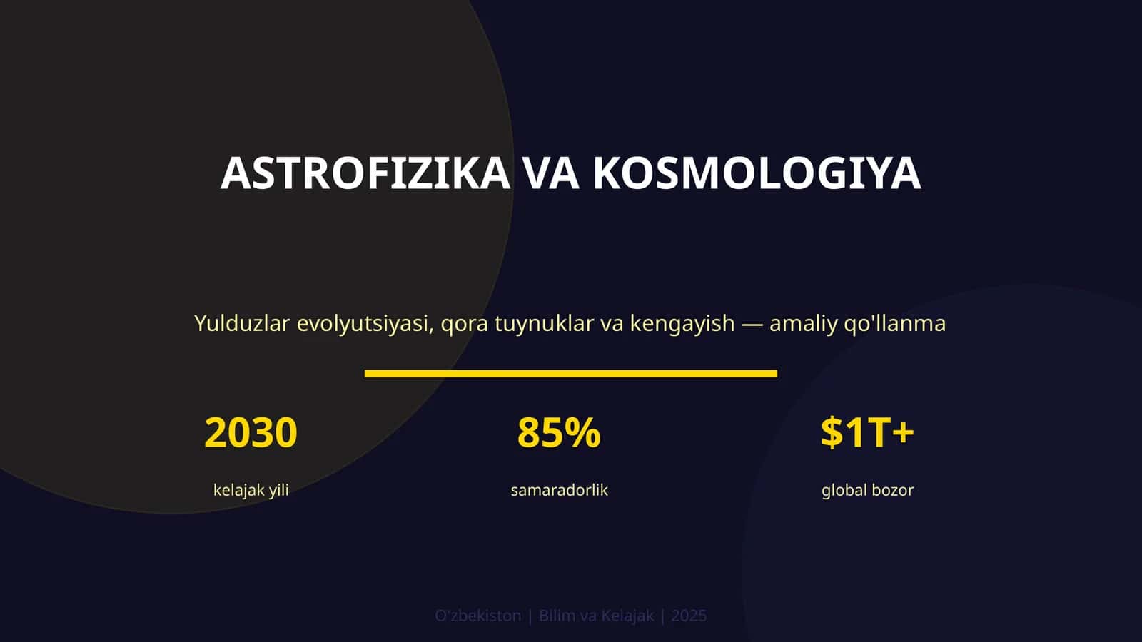 Yulduzlar evolyutsiyasi, qora tuynuklar va kengayish — amaliy qo'llanma 1
