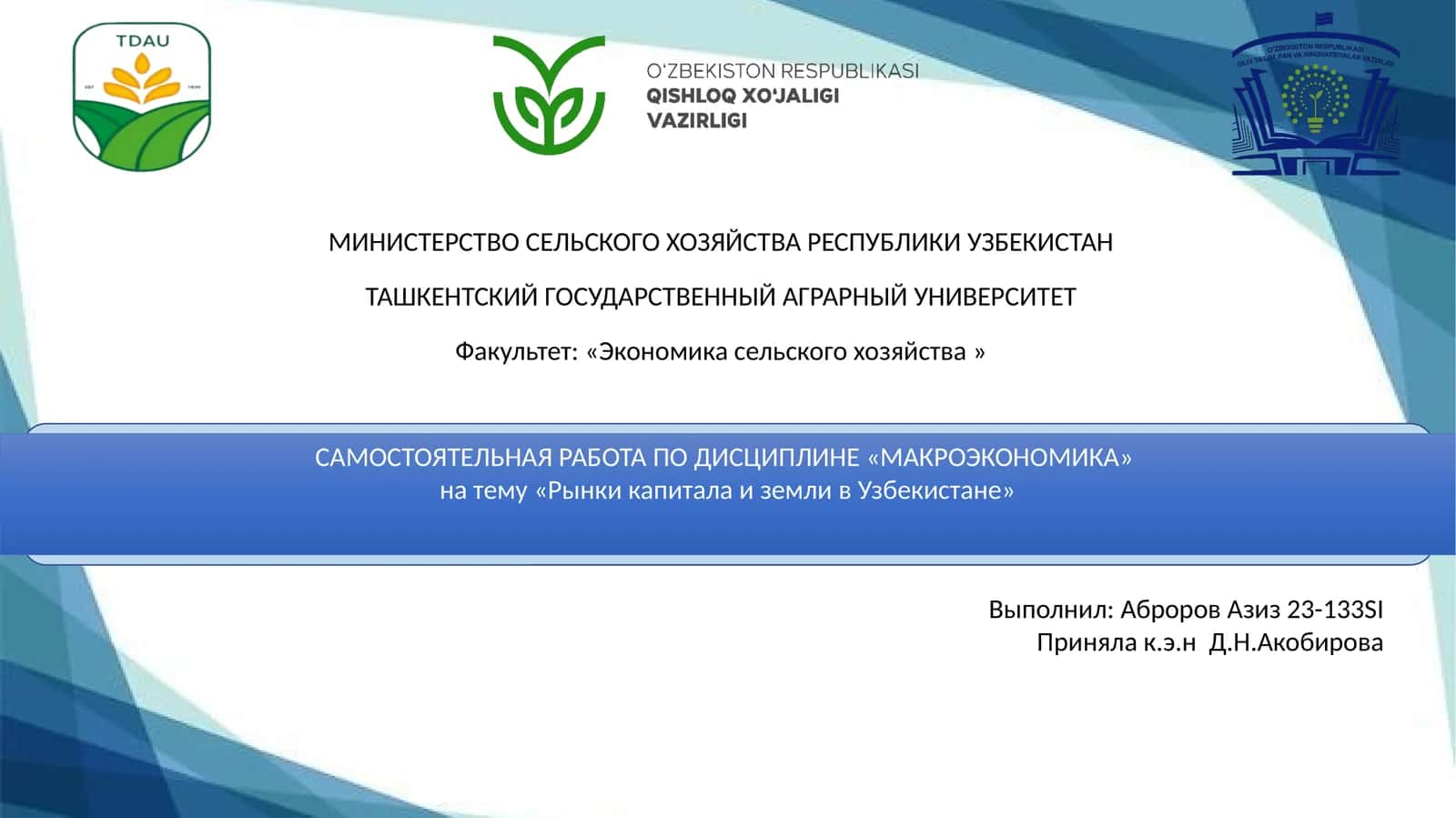 Самостоятельная работа по дисциплине "Макроэкономика" 1