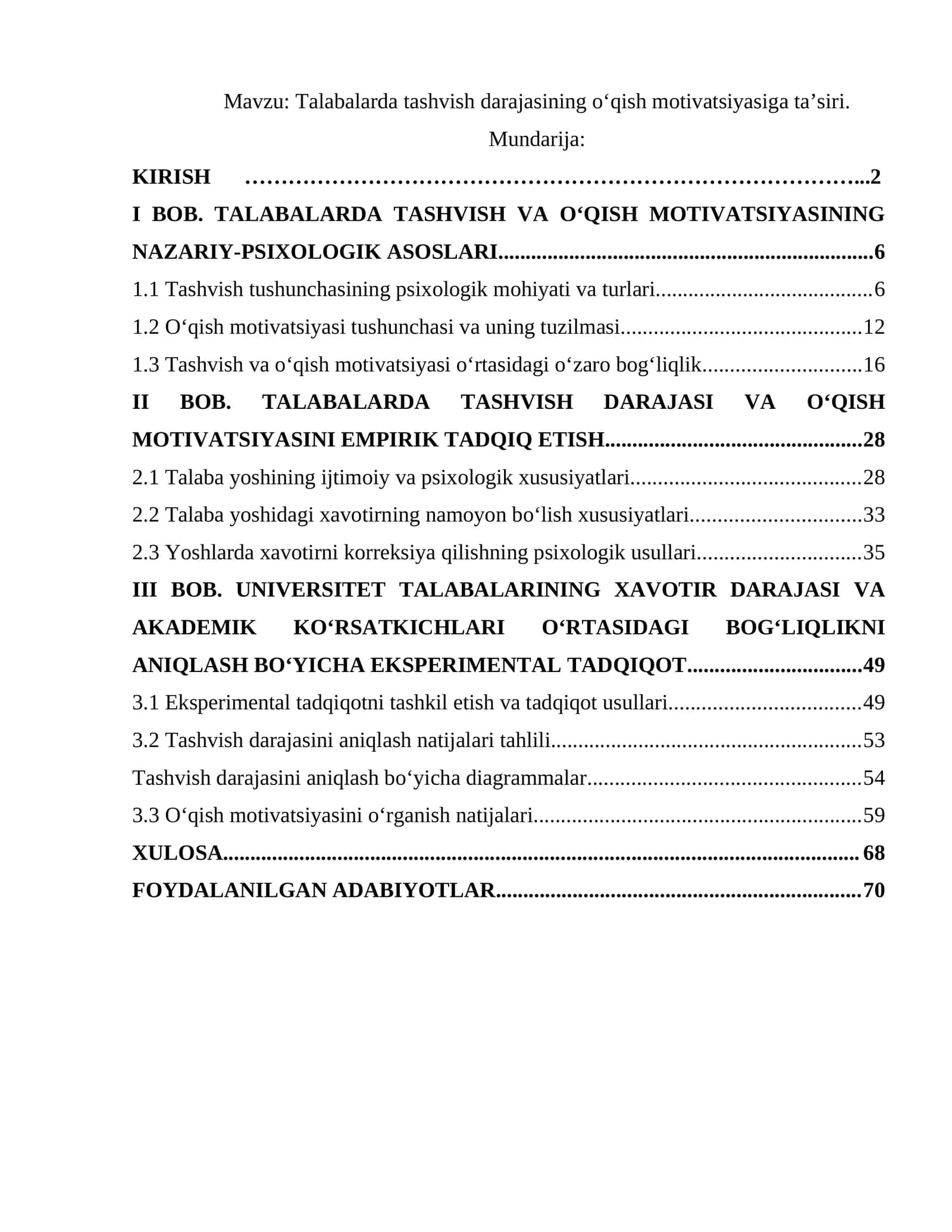 Talabalarda tashvish darajasining o‘qish motivatsiyasiga ta’siri 1