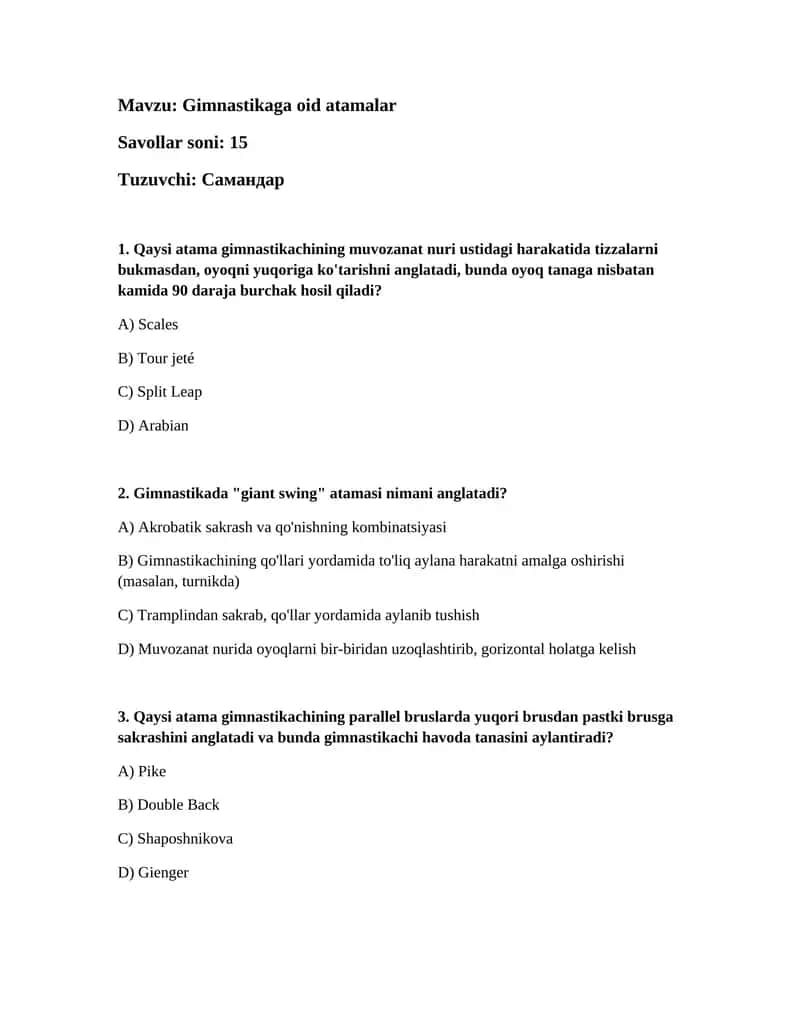 Gimnastikaga oid atamalar 1