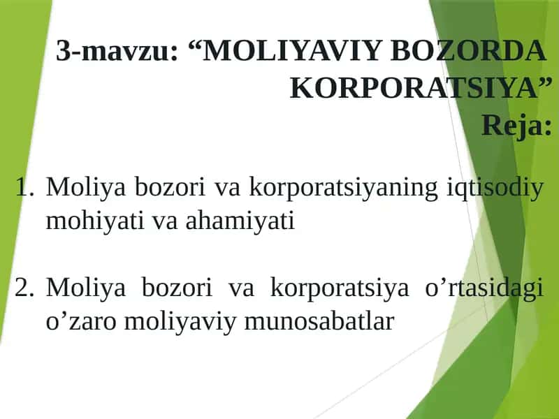 MOLIYAVIY BOZORDAKORPORATSIYA 1