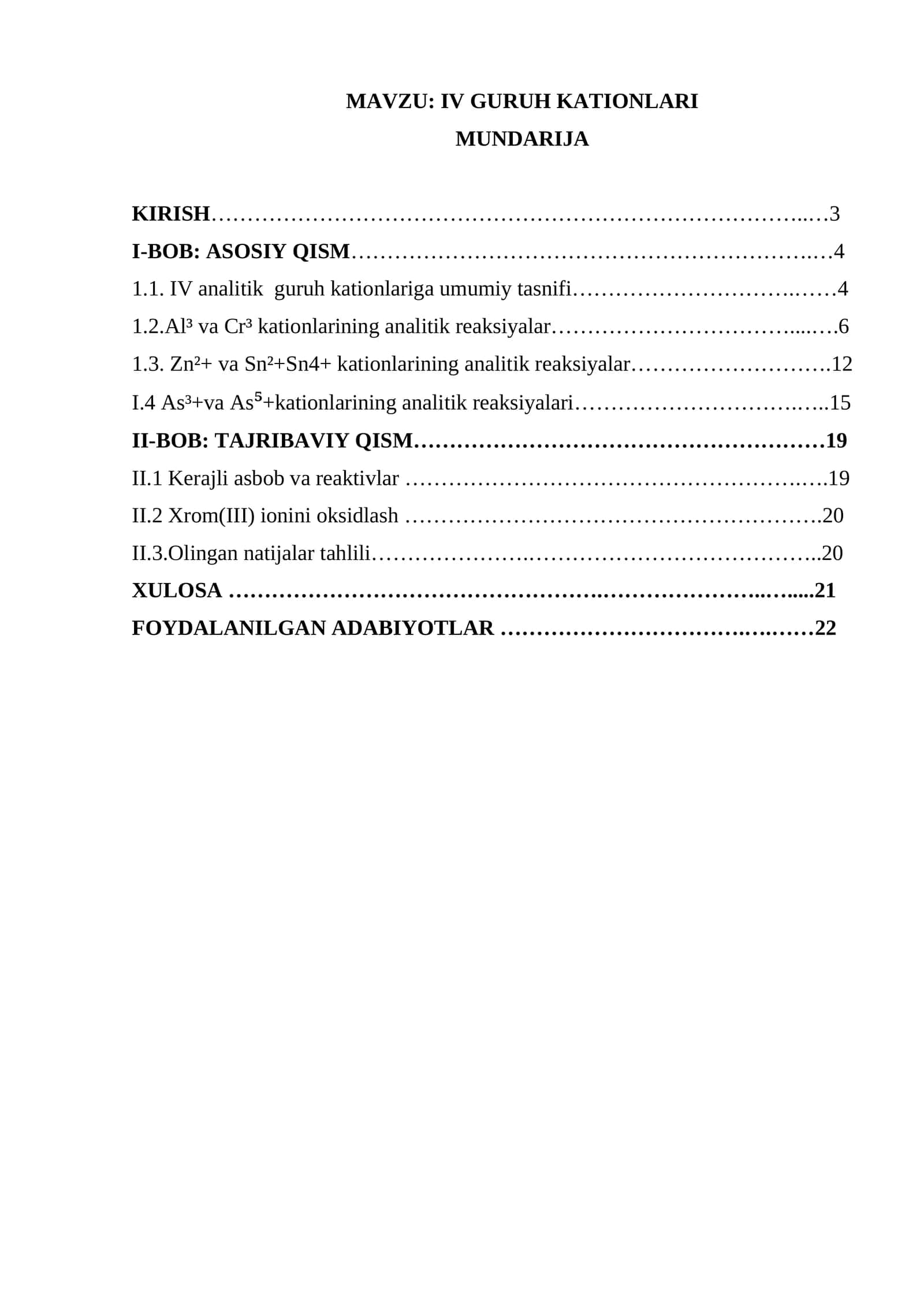 IV GURUH KATIONLARI 1