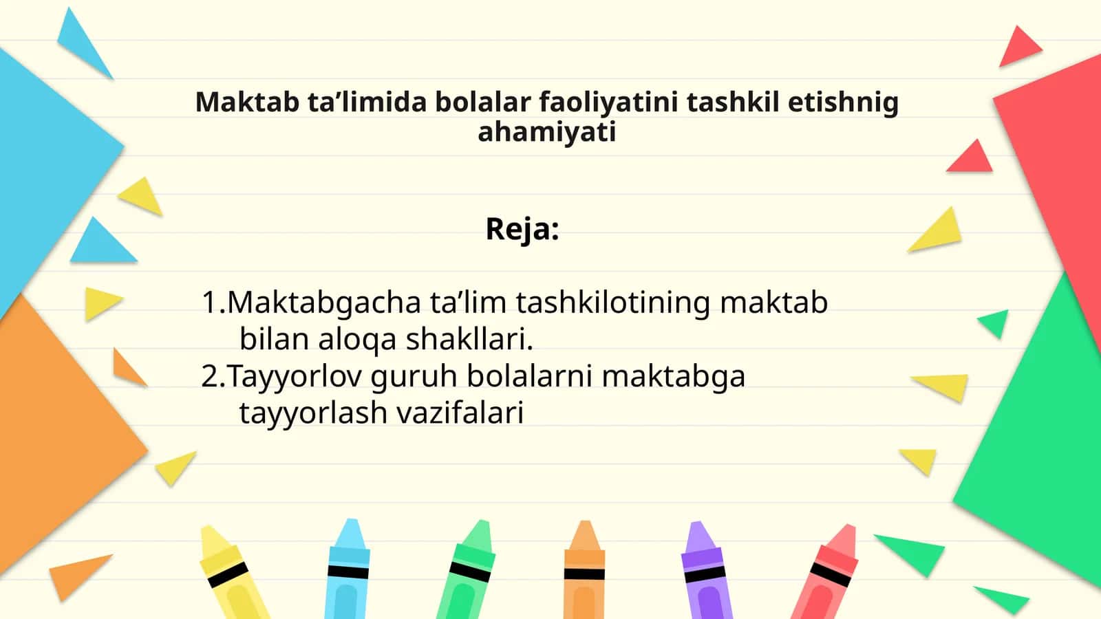 Maktabgacha ta’lim tashkilotining maktab bilan aloqa shakllari 1
