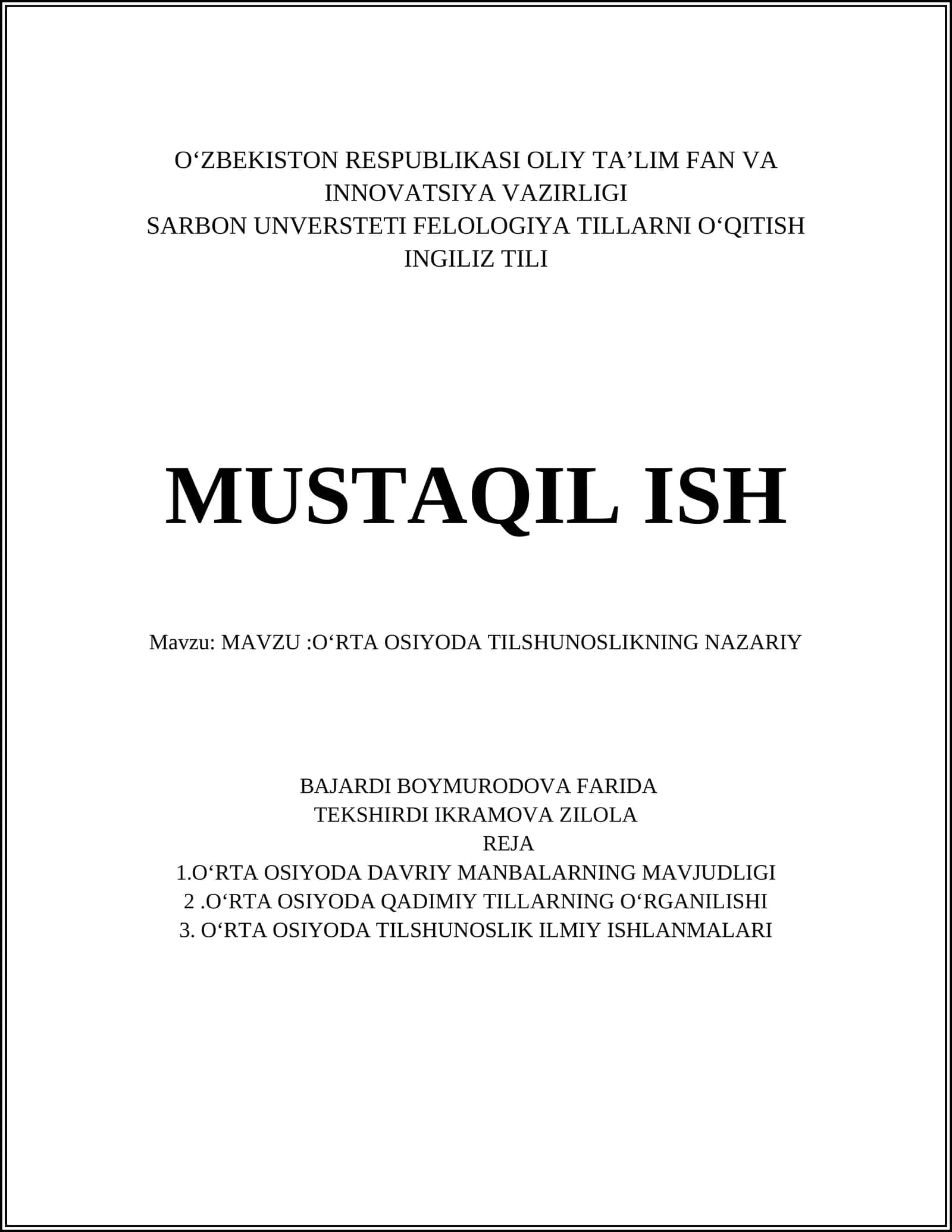 O'RTA OSIYODA TILSHUNOSLIKNING NAZARIY 1