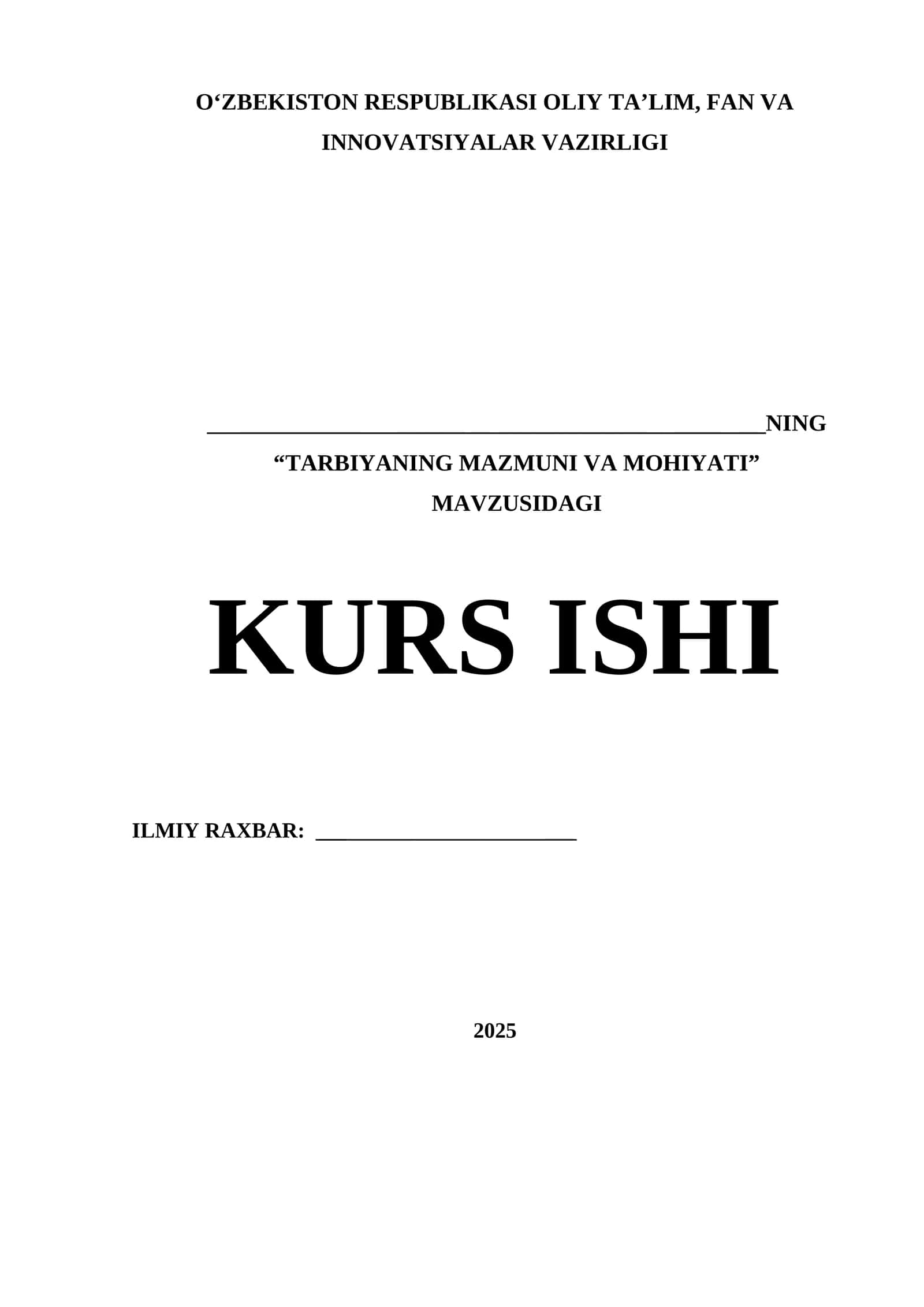 TARBIYANING MAZMUNI VA MOHIYATI 1