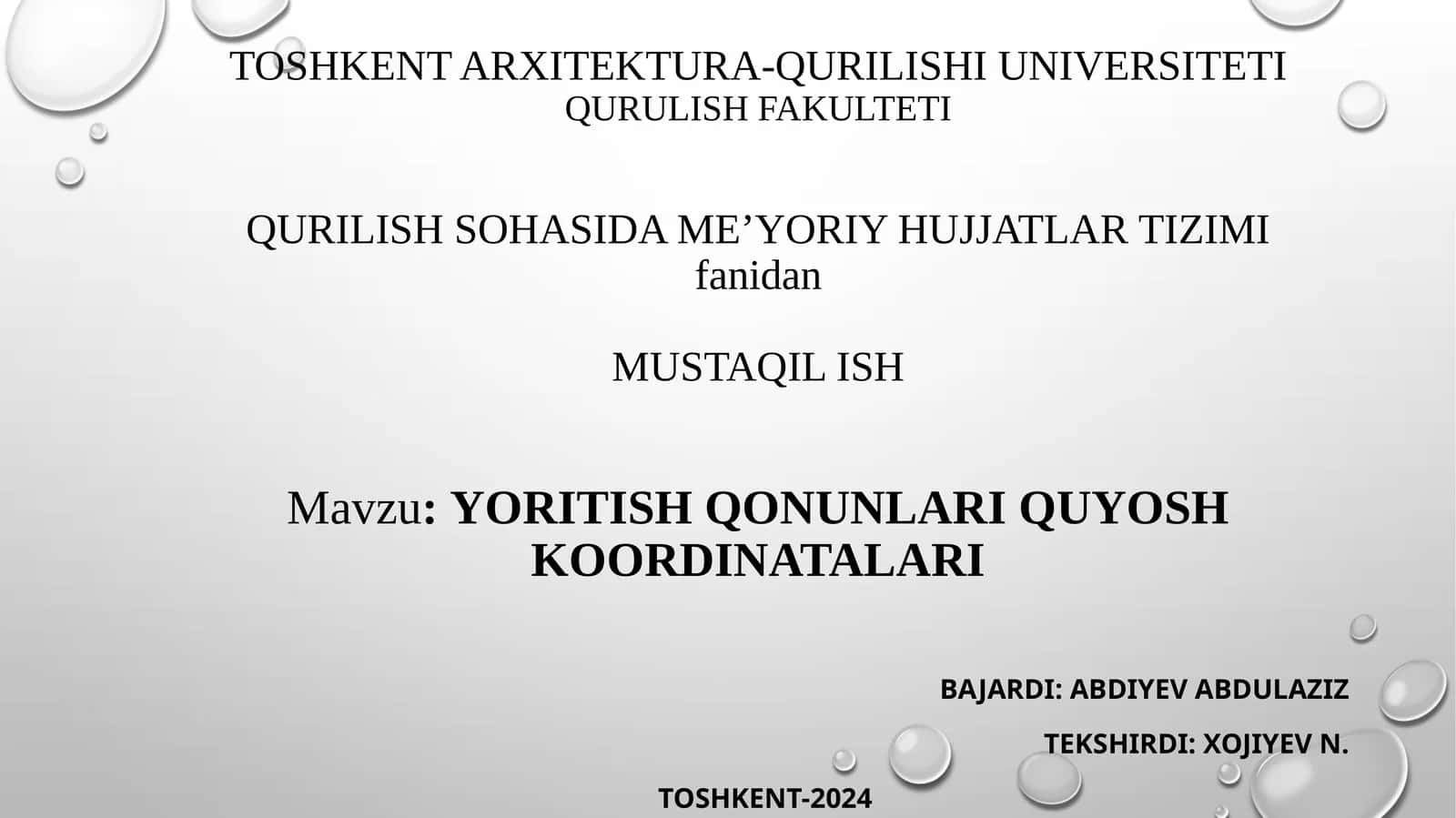 Yoritish qonunlari quyosh koordinatalari 1