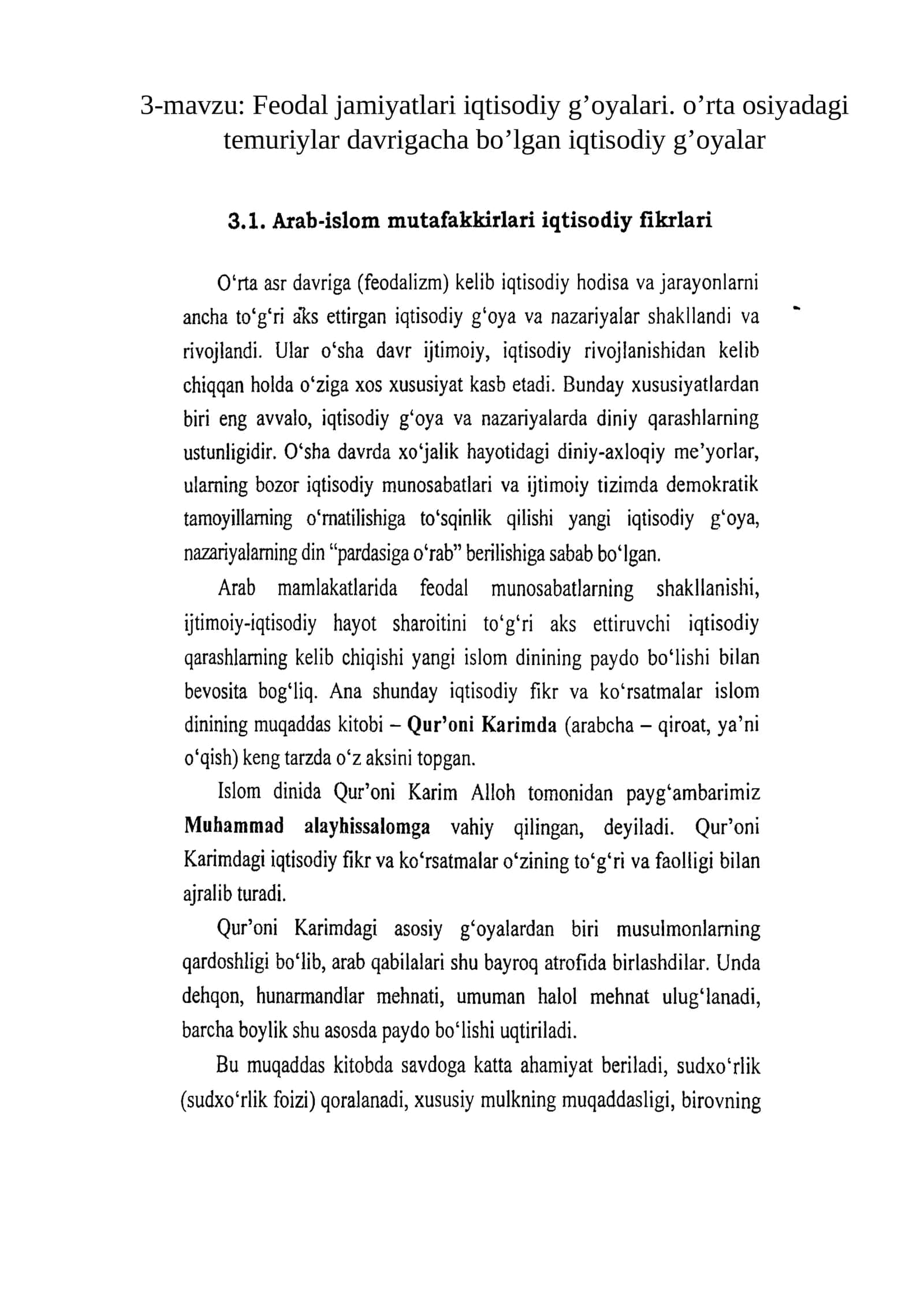 Feodal jamiyatlari iqtisodiy g’oyalari 1