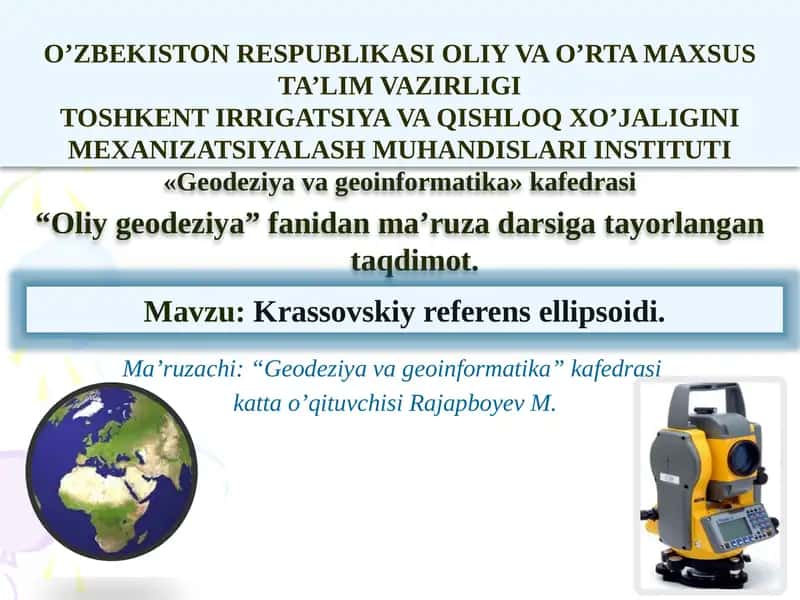 Krassovskiy referensellipsoidi 1