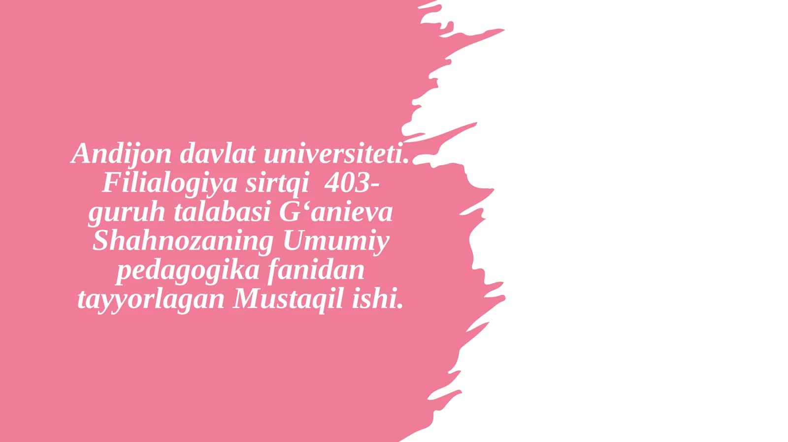 Umumi ypedagogika fanida tayyorlagan 1