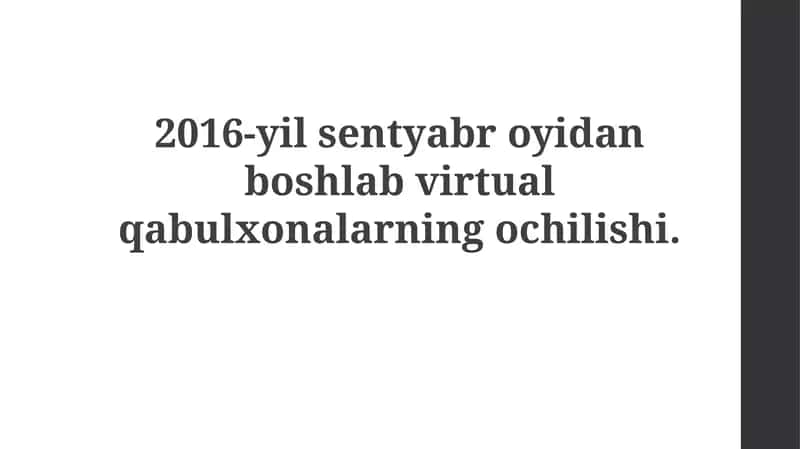 Virtual qabullar ofisini Tashkil Etish Jarayoni 1
